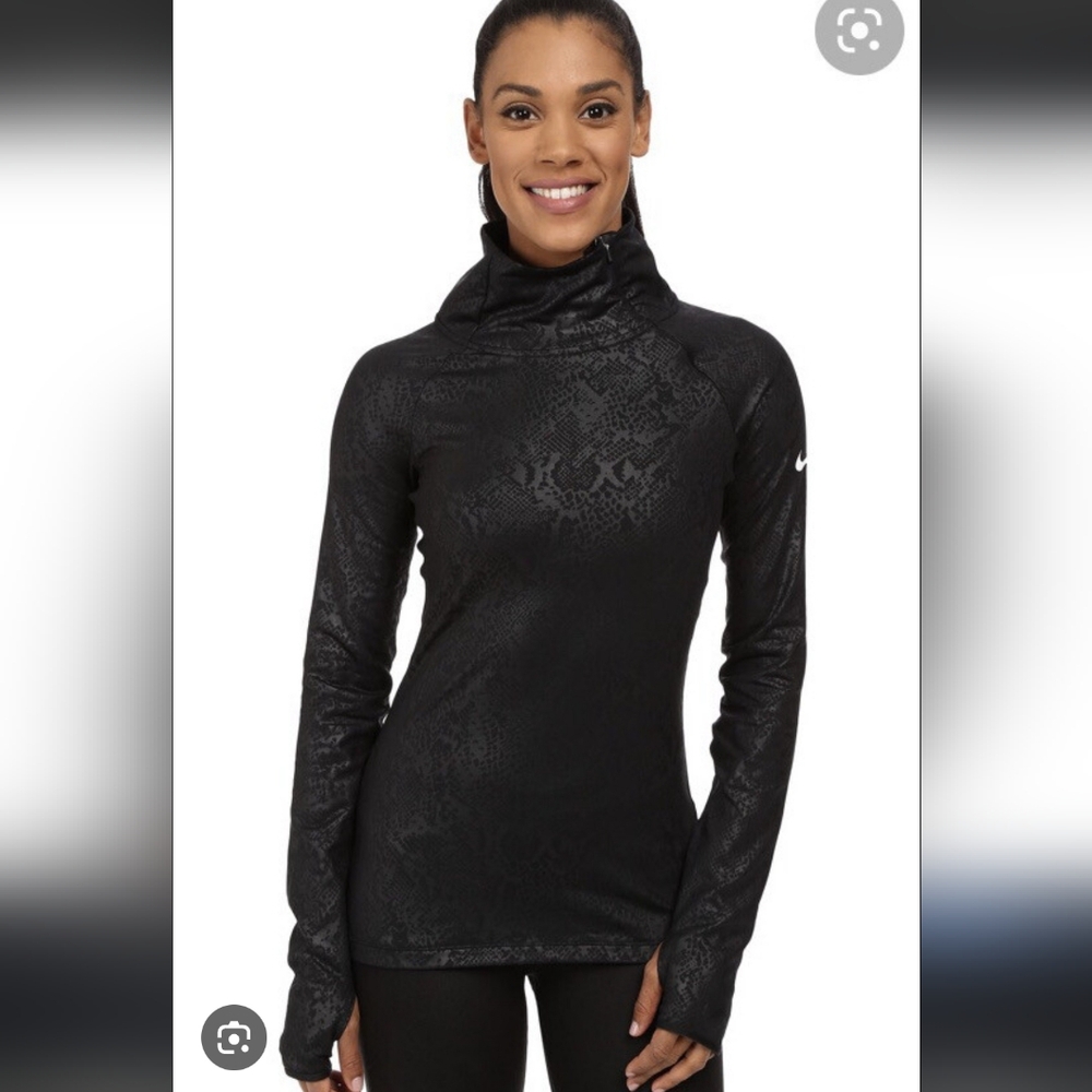 Nike PRO Hyperwarm Fleece Snakeskin Sweater Black Size Small